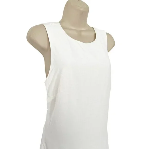 Sandro Paris Women’s Sz 1 Cream Cross Back Shift Dress w/ White Ruffle Hem - Picture 2 of 9